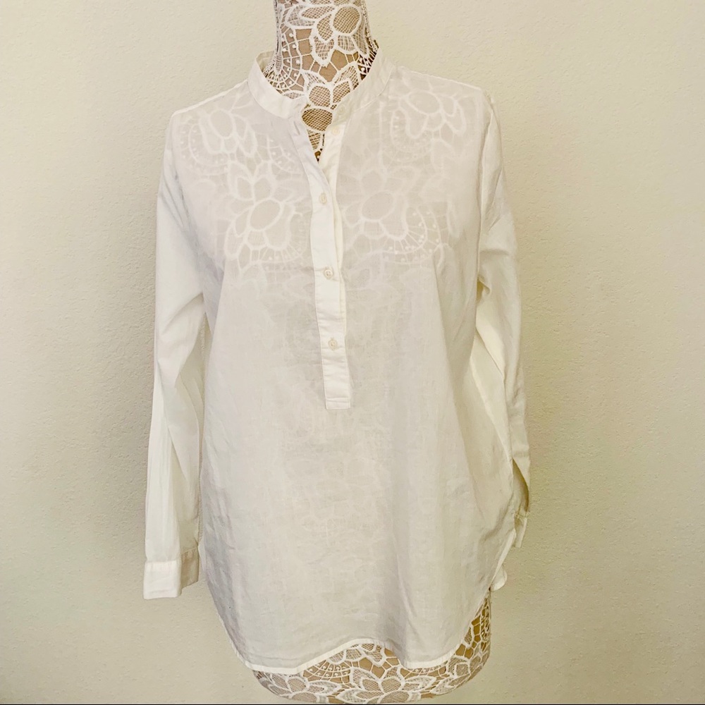 H&M Crisp Cotton Mandarin Collar Shirt